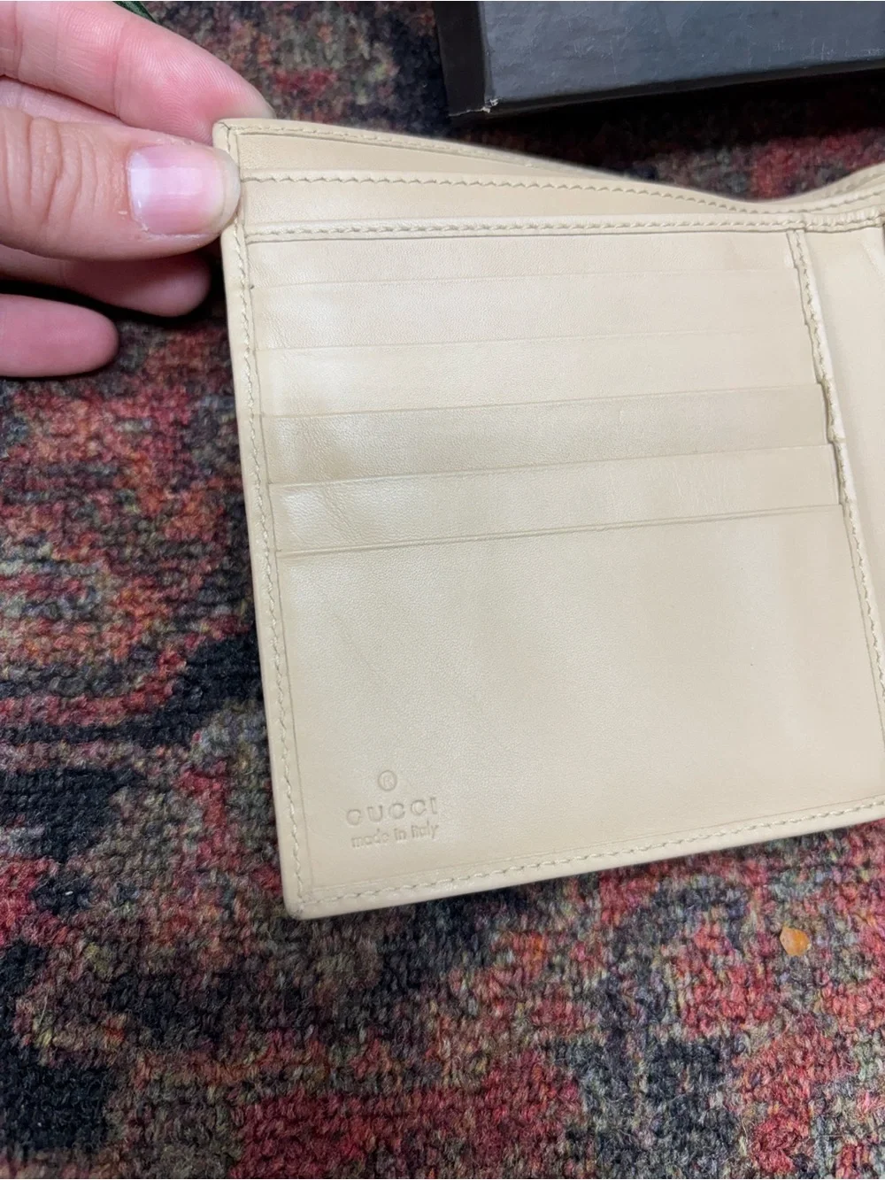 Vintage Gucci Canvas GG Bifold Wallet with Leather Snap